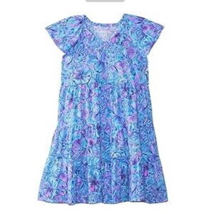 Lilly Pulitzer Girls' Multicolor Swirl Casual Dress — Blue Pink Purple